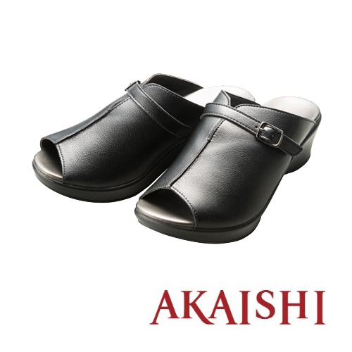 [AKAISHI] 아카이시 136 컴포트 슬리퍼 블랙, 일본직수입, 편한신발,무지외반증,족저근막염 슬리퍼